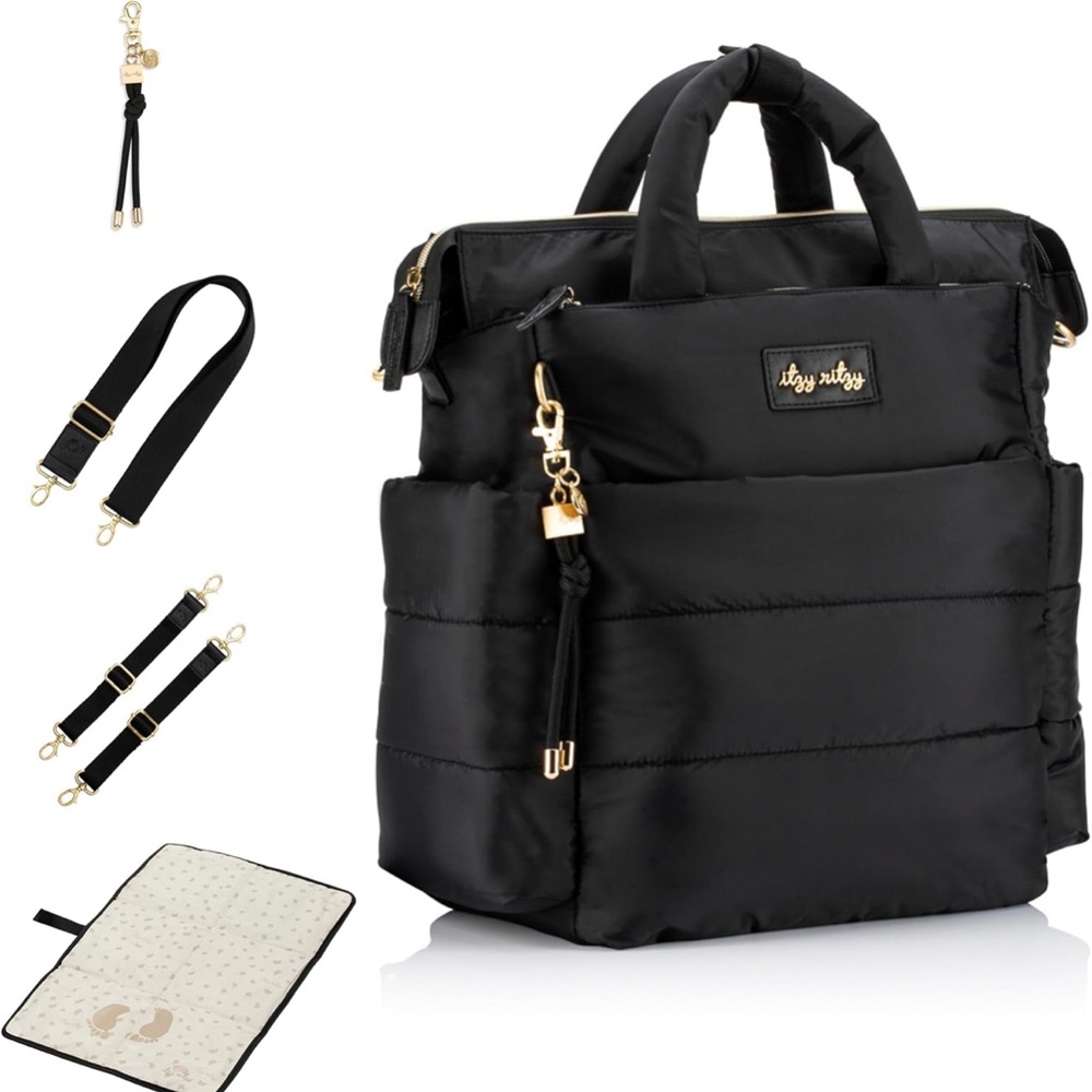 Itzy Ritzy Black and Gold Diaper Bag
